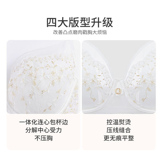 【积分兑换】奶糖派大胸显小全罩杯内衣浮雕花海蕾丝精美刺绣大码文胸女 商品图3