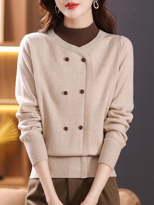 丁摩 半高领打底衫上衣秋冬洋气假两件毛衣内搭保暖3ZF-SMZ9826 商品图3