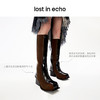 [断码]lost in echo设计师品牌小众增高复古显瘦拼接翘方头直筒粗跟长靴 商品缩略图2