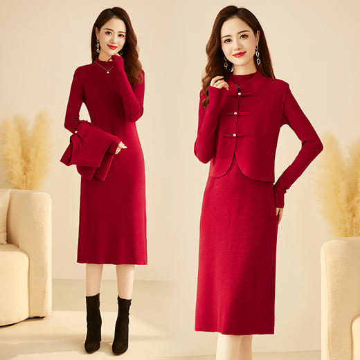 秋冬新款，洋气新中式气质盘扣小立领马甲两件套HR-YBER360 商品图1