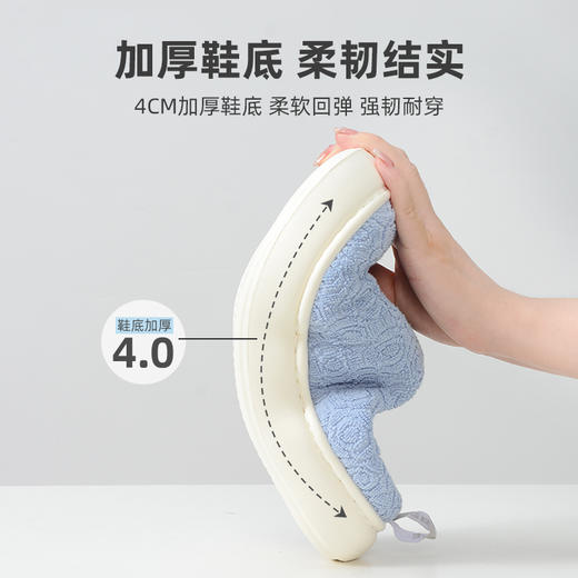 洁丽雅棉拖鞋女毛巾拖厚底蛋糕拖室内保暖产后月子鞋冬可外穿居家 商品图2