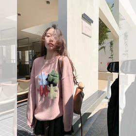 <曾小咸推荐>【团宠甜妹】粉色拼图毛衣+短裙