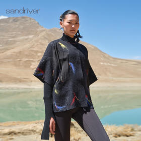 sandriver羊绒真丝相拼手工毛毡女大衣