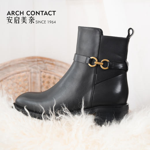 ARCHCONTACT安启美奈洋气粗跟软底英伦风短靴52892 商品图4