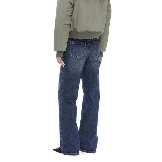 NUTH “模拟破洞”｜蓝色激光印花复古做旧直筒牛仔裤 商品图6