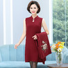 婚礼妈妈秋冬新款，喜婆婆宴礼服阔太太旗袍刺绣连衣裙两件套CC-86093 商品缩略图7