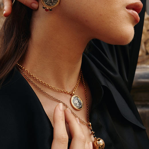 【刘鑫同款】Retro Chic意大利复古时尚首饰 罗马浮雕项链 商品图1