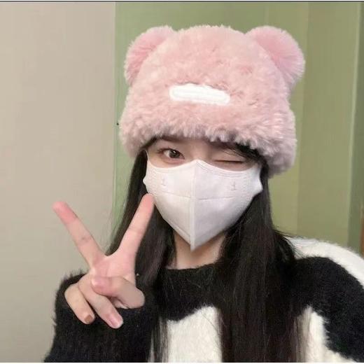【可爱小熊耳朵针织帽！冬日伴侣】女秋冬季新款软糯毛绒大头围，暖暖包住你的心，保暖包头毛线帽，唯美和实用并存lm 商品图8