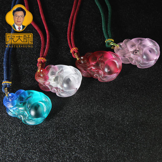 宋韶光大师 九尾狐卡通版 九尾睡狐 情侣琉璃吊坠 商品图5