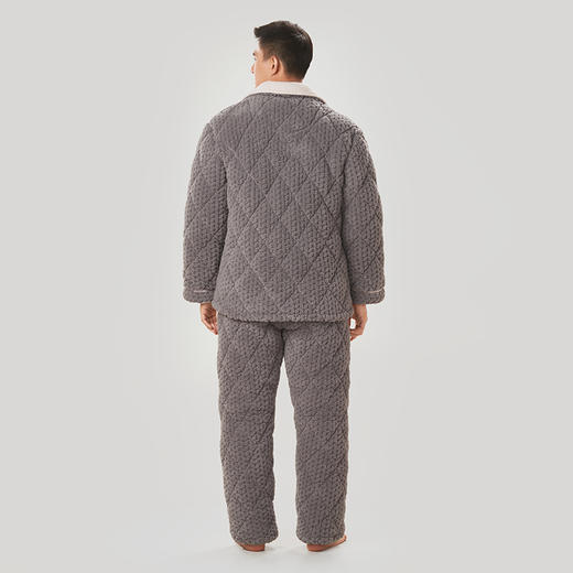 都市丽人都市锋尚生活家居男士睡衣泡芙蓉提花夹棉加厚款长袖长裤类家居服套装FH31J6 商品图3