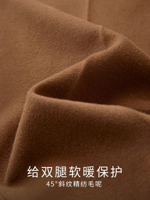 【年终特卖】熙世界焦糖色毛呢裤女九分西装裤2025秋冬款加厚小个子直筒裤子 商品图3