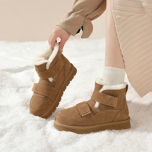 ZHR雪地靴女款加厚魔术贴棉鞋女冬加绒厚底女鞋面包鞋保暖鞋 商品图2