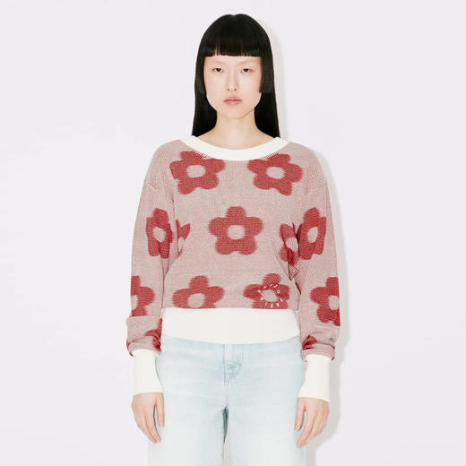 KENZO 高田贤三 女士“kenzo 花斑”棉质针织衫 粉色 FD62 PU413 3CA 02 商品图1