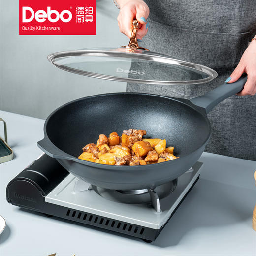 Debo德铂班克罗不粘炒锅少油烟炒菜锅燃气电磁炉通用 商品图0