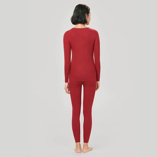 都市丽人舒暖保暖衣女负5至5度适穿无缝面料太极石碳能发热纤维保暖衣中厚款套装秋衣秋裤新年本命年红品LW31B2 商品图2