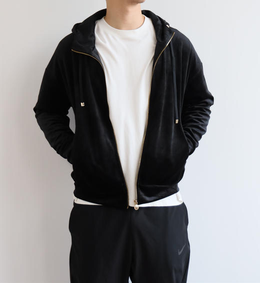 小范 美杜莎暗纹压花 金丝绒拉链帽衫 WT650 商品图3