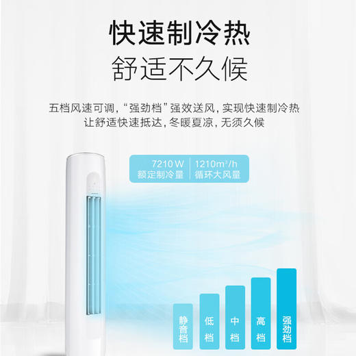 GREE格力 天巧 2匹/3匹 一级能效 变频冷暖 自清洁 立柜式 客厅空调柜机 商品图7