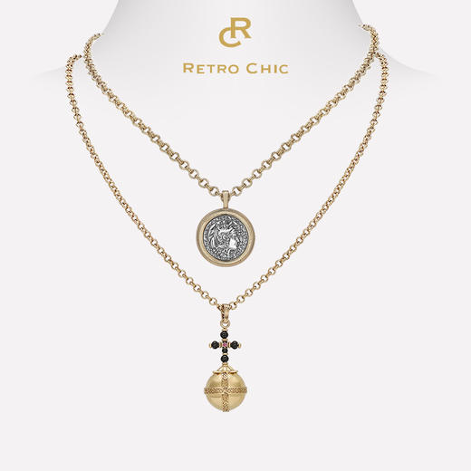 【刘忻同款】Retro Chic意大利复古首饰 古罗马 罗马浮雕圣球叠戴项链 商品图0