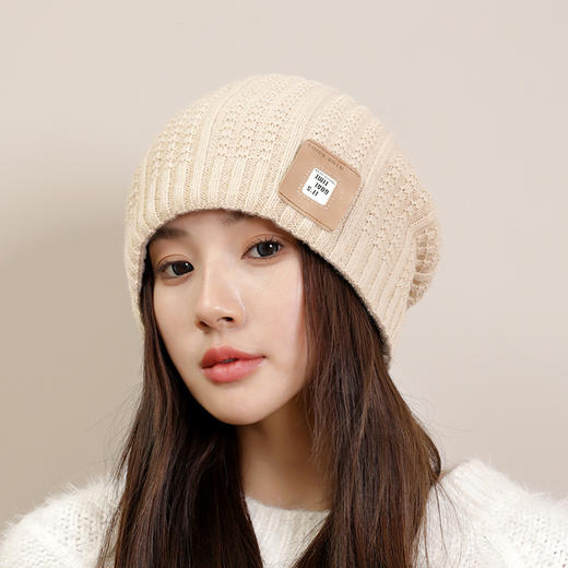 「双面可戴！四款配色」帽子女款2023新款秋冬季大头围针织毛线帽情侣双面戴护耳堆堆冷帽配饰 商品图3