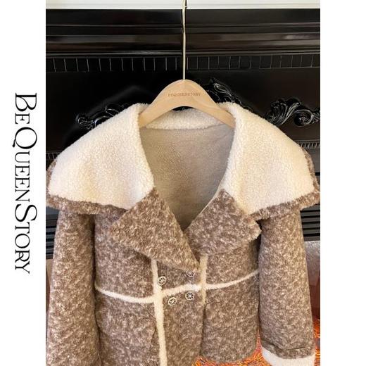 BeQueenStory【香榭舞步】冬季洋气轻奢重工时尚羊毛翻领颗粒外套 商品图3