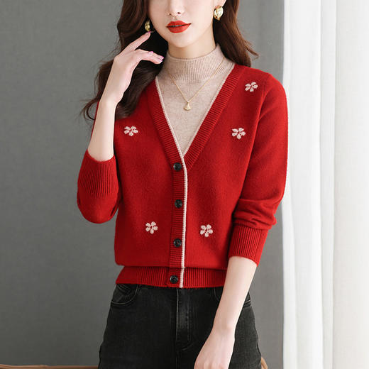 时尚洋气，假两件毛衣女上衣秋冬半高领针织打底衫新款冬装内搭CC-58111 商品图1