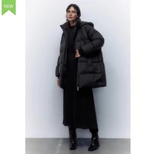 断码-开年赔钱福利，被子一样厚的羽绒服！【大牌超值购】ZARA- Y888羽绒韩版宽松缎面感高密连帽中长羽绒服 H2-1-2 商品图4