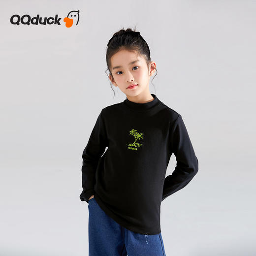 【清仓捡漏】【120-165】【QQduck可可鸭】女童半高领打底衫儿童长袖T恤棉93.6% 氨纶6.4% 商品图6