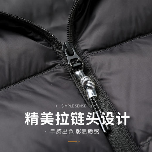 圣得西男士轻薄羽绒服秋冬款情侣款字母印花连帽羽绒外套2362941701 商品图3