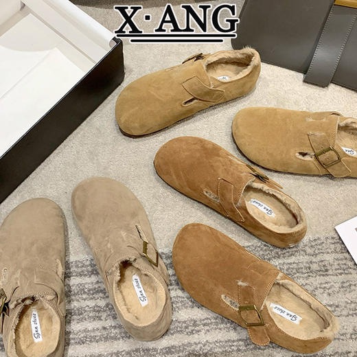 【平底加绒保暖棉鞋】2023秋冬季新款   网红毛毛鞋女豆豆鞋 商品图2