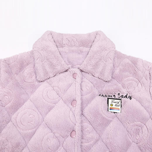 都市丽人生活家居女士睡衣长毛绒提花夹棉加厚款长袖长裤类家居服套装LH31K8 商品图4