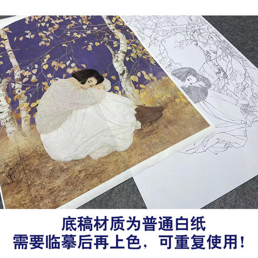 【大彩图】何家英工笔画白描底稿《秋冥》高清打印稿人物线稿ZV16 商品图3