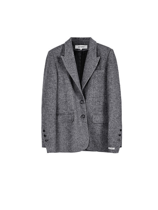 Self Who灰色羊毛西装外套女冬季2023新款高级感宽松休闲毛呢大衣 商品图3