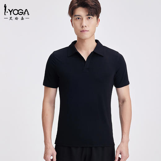 IYOGA翻领男女同款短袖修身V领T恤MT020 商品图0