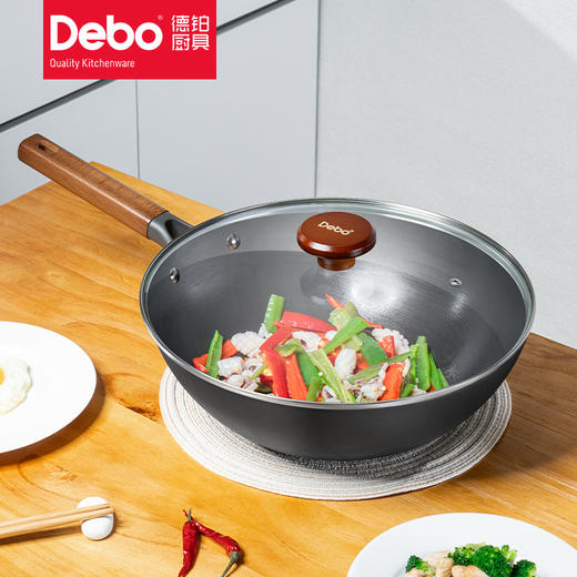 Debo德铂派拉蒙无涂层铁锅炒锅电磁炉燃气灶炉灶通用 商品图2