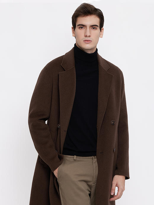 callisto咖色手工双面羊毛大衣 FSFEC118X 商品图1