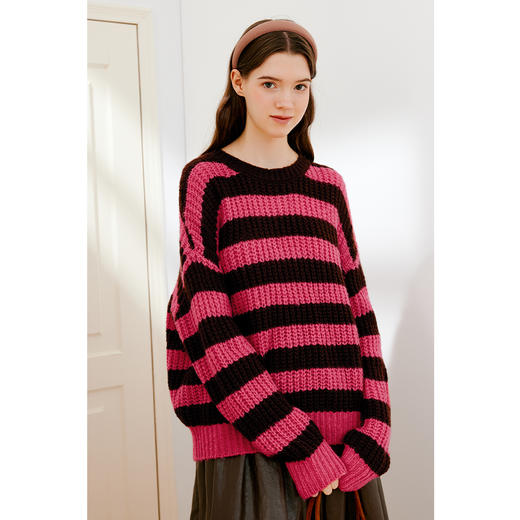 【严选】诗凡黎冬经典条纹圆领针织衫SEB131231 商品图4