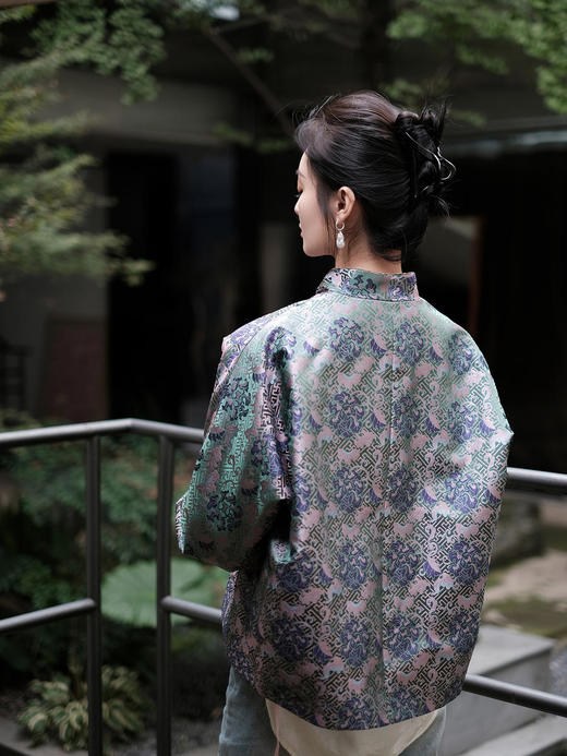 限量款| 盛唐牡丹 |万寿无疆牡丹纹重缎宋锦新中式外套(不夹棉) 商品图5