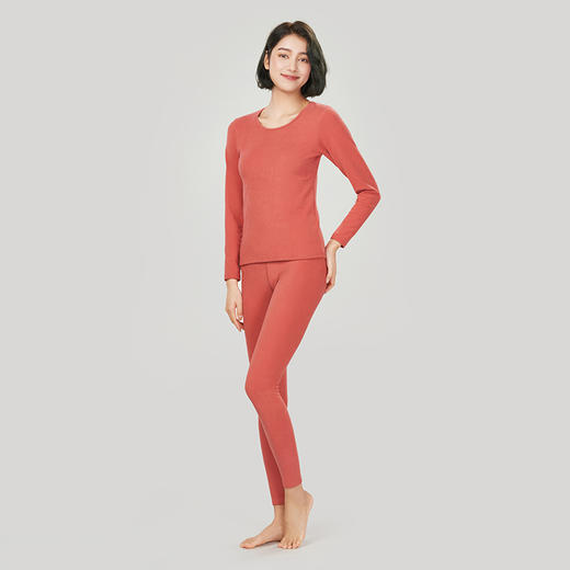 都市丽人舒暖保暖衣女负5至5度适穿暖肤绒保暖衣厚款套装秋衣秋裤新年本命年红品LW31C4 商品图2