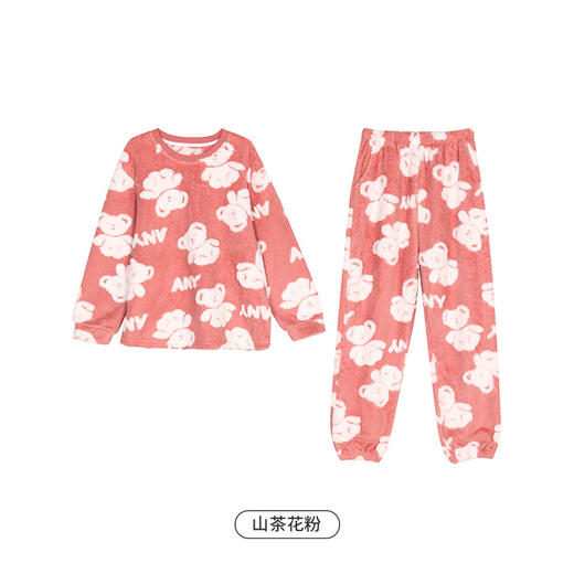 都市丽人生活家居女士睡衣双面阳离子提花法兰绒厚款长袖长裤类家居服套装LH32J6 商品图4