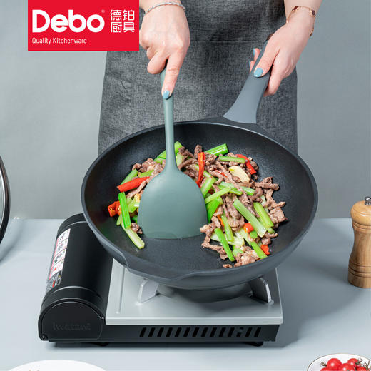 Debo德铂班克罗不粘炒锅少油烟炒菜锅燃气电磁炉通用 商品图3