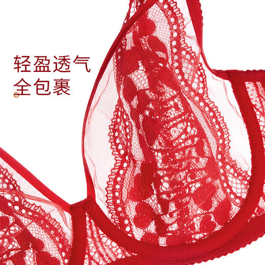 奶糖派法式性感嫣语文胸大胸显小显廋超薄全罩杯蕾丝聚拢内衣女 商品图3