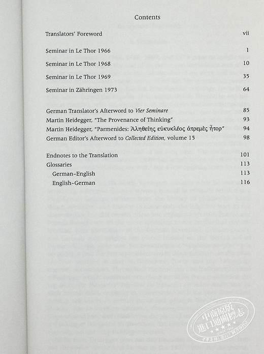 预售 【中商原版】海德格尔的四场讲座 海德格尔 英文原版 Four Seminars Martin Heidegger 存在主义 德国著名哲学家 商品图4