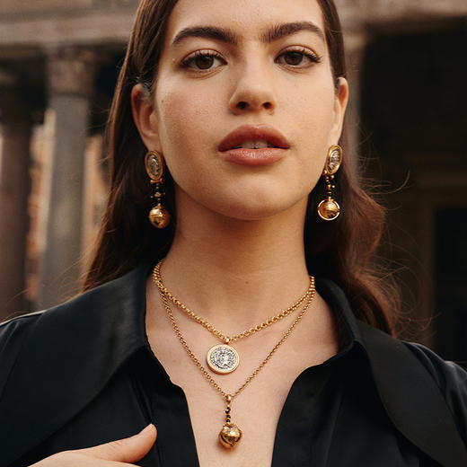 【刘忻同款】Retro Chic意大利复古首饰 古罗马 罗马浮雕圣球叠戴项链 商品图1