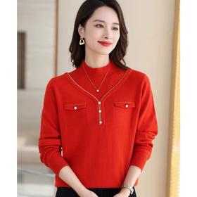 鹿王立领小香风短款毛衫