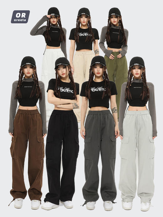 【秋冬多功能！时尚潮牌】OREETA丨秋冬多功能日系工装裤，潮牌大口袋工装裤女阔腿工装裤男款，方便携带物品；阔腿剪裁，舒适自由；秋冬必备 商品图0