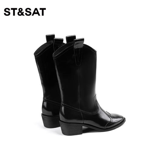 星期六气质尖头V口粗跟西部短靴SS34116515 商品图7