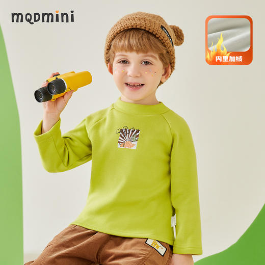 【加绒】【MQDmini】【80-130】男童秋冬加绒打底衫半高领保暖上衣 商品图3