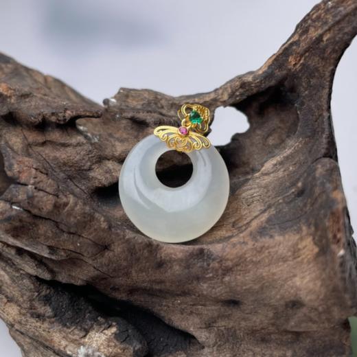 18K和田玉吊坠-如意白玉贵妃扣 商品图0