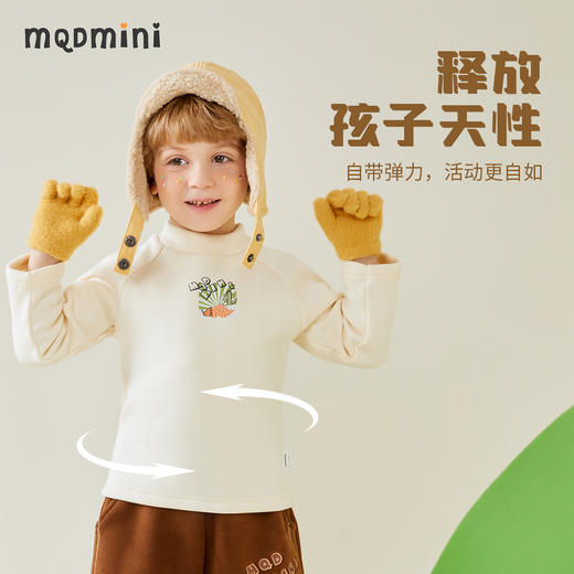 【加绒】【MQDmini】【80-130】男童秋冬加绒打底衫半高领保暖上衣 商品图2