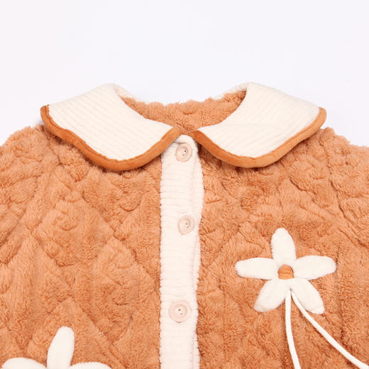 都市丽人舒适外出女士睡衣长毛绒提花夹棉加厚款长袖长裤类家居服套装LH31L3 商品图4